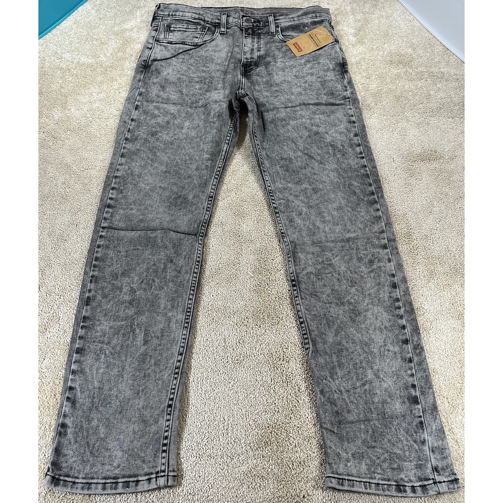 Levis 502 HI-BALL Mens Dark Gray Acid Wash Jeans 32x31 Cotton Blend Stretchy NWT
